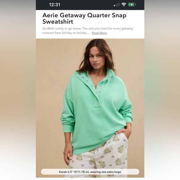 Aerie Getaway Quarter Snap Sweatshirt - Picture 6 of 9